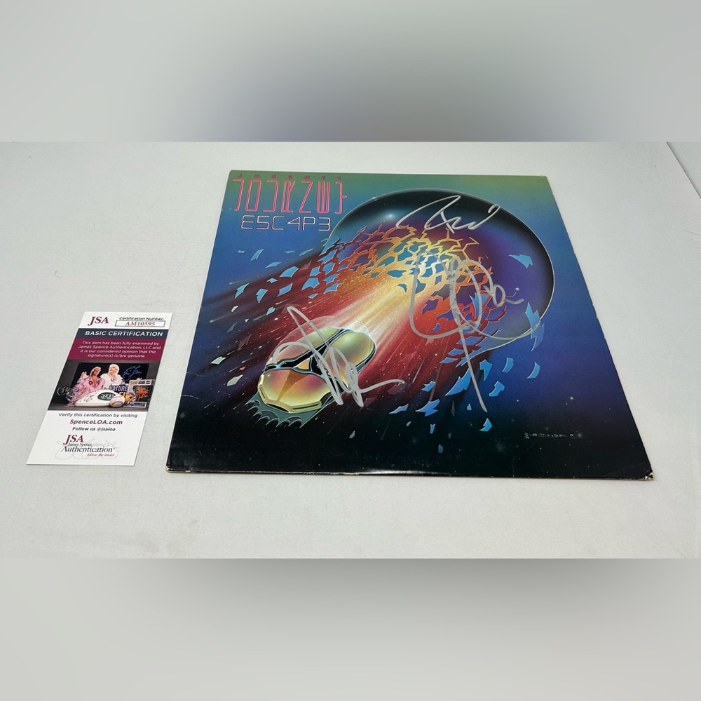 Journey signed Escape Album (Neal Schon Ross Valory Jonathan Cain) JSA COA